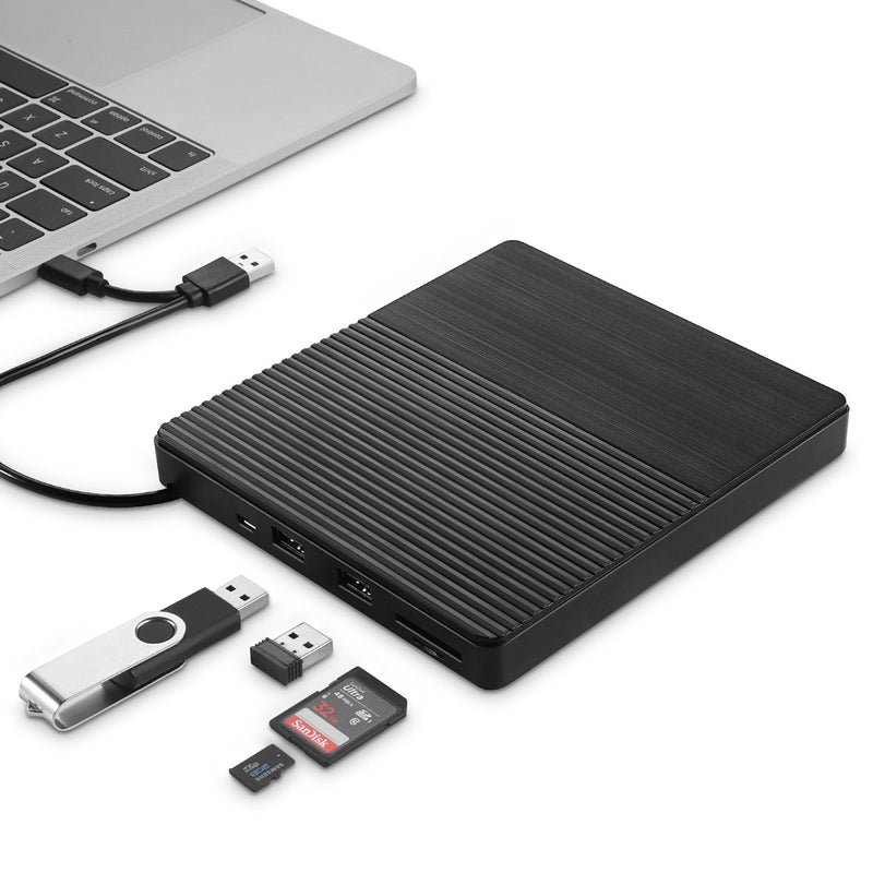 External Optical Drive USB3.0 Type-C CD Burner Multifunctional High Speed CD/DVD Player TF/SD Card Reader for Windows Linux Mac System