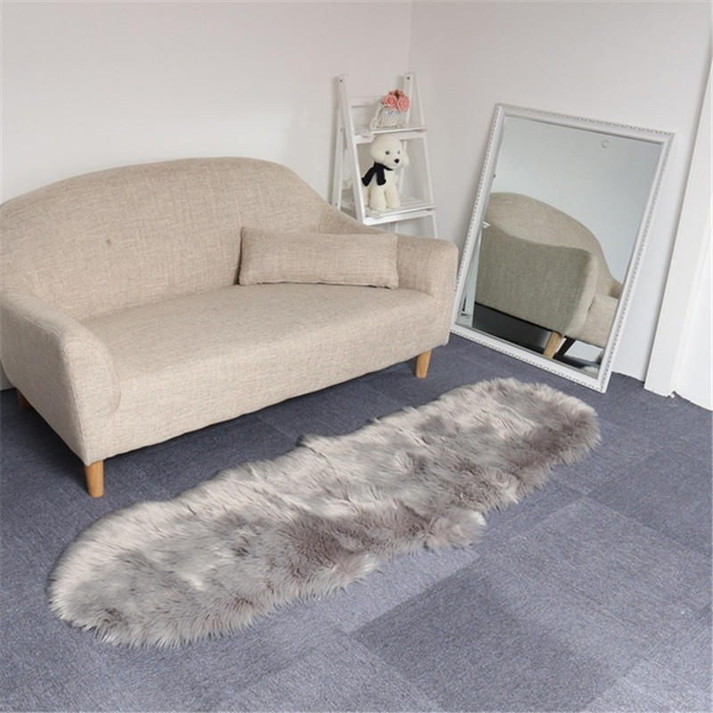 190*70CM Rectangle Sheepskin Rug Artificial Wool Soft for Chair Sofa Bedroom Floor Carpet