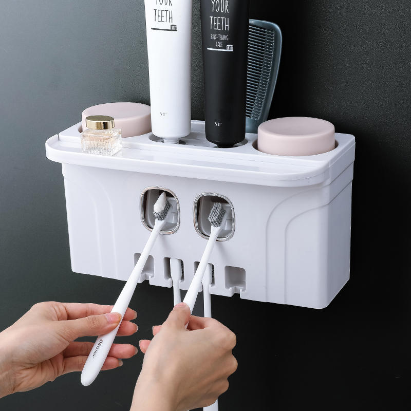 Wall Mount Toothbrush Holder Toothpaste Squeezer Automatic Toothpaste Dispenser