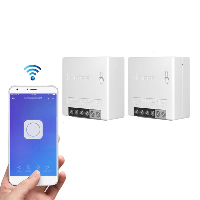 2pcs SONOFF MiniR2 Two Way Smart Switch 10A AC100-240V Works with Amazon Alexa Google Home Assistant Nest Supports DIY Mode Allows to Flash the Firmware