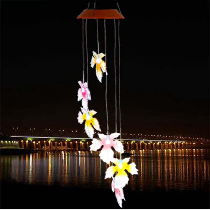 LED Solar Wind Chime Lamp Colorful Photosensitive Chandelier Garden Outdoor Decorative Light