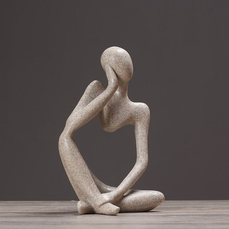 Thinking Thinker Resin Statue Sculpture Ornament Abstract People Home Decor
