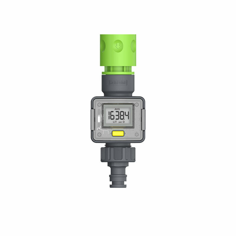 RAINPOINT Water Flow Meter Digital Water Meter for Outdoor Garden Hose RV GPM Measure Gallon Liter Consumption and Water Flow Rate with Quick Connectors