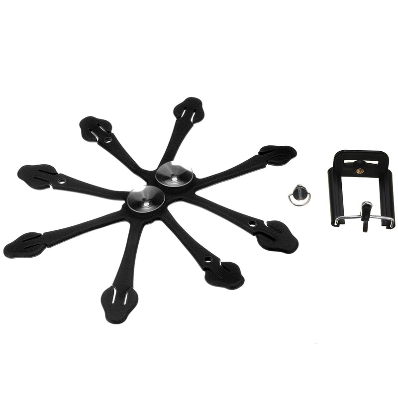 Multifunctional Portable Flexible Silicone Lazy Car Desktop Camera Mobile Phone Holder Stand Bracket with Double Suction Cup for Devices between 5.6 to 8.7cm Width