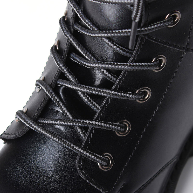 Men's Winter Keep Warm Waterproof Non-Slip Black Combat PU Leather Lace Up Jungle Hiking Snow Boots