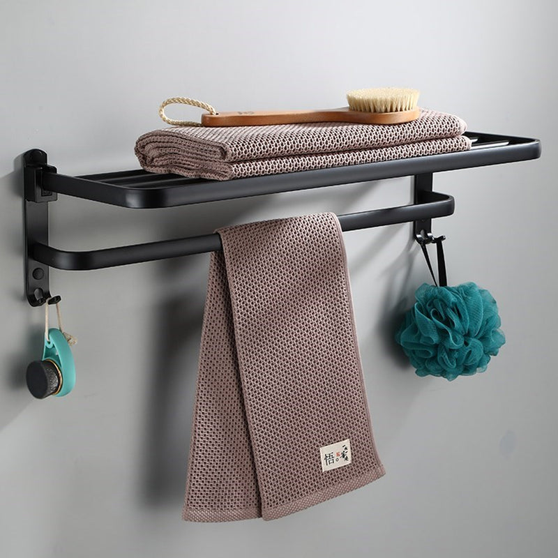 59cm Punched/Punch-free Space Aluminum Towel Holder 90 Folding Easy Installation Towel Rack Durable Towel Shelf
