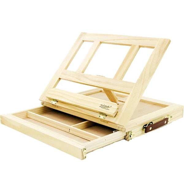 PSE2 Wooden Desktop Portable Painting Easel Simplicity Design Multifunctional Shelf with Drawer for Home Office