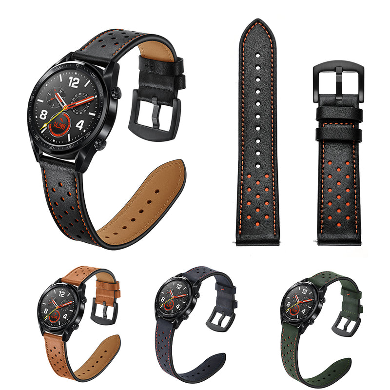 Bakeey 22mm Replacement Genuine Leather Ventilation Hole Watch Band Strap for Huawei GT Smart Watch