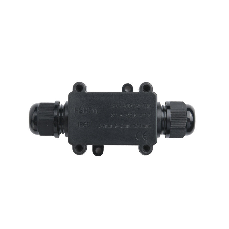 DEENLAI FSH711 Mini 2 Way Black IP68 Waterproof Wire Junction Box 1 In 1 Out Outdoor Wire Box