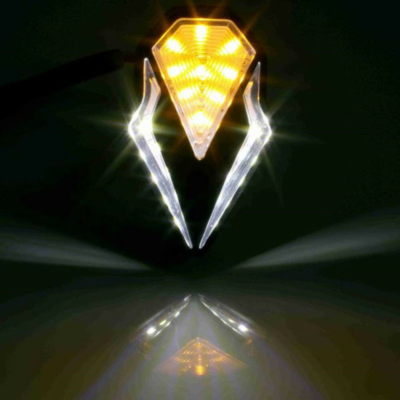 Pair 12V Diamond Shaped Dual Lights LED Motorcycle Turn Warning Waterproof Daytime Running Lamp