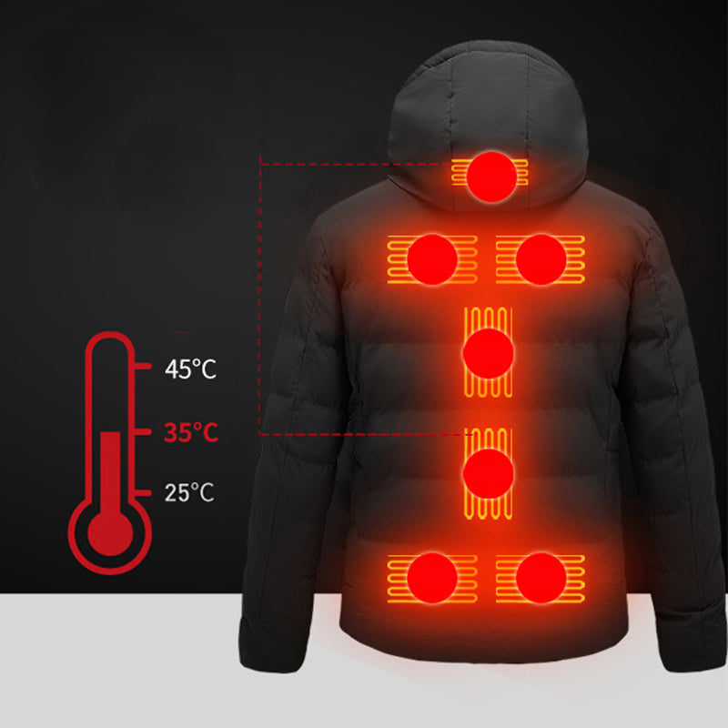 3-Modes Control Winter Heated Jacket USB Charging Coat Warm Up Heated Clothing Washable Soft Safe Top