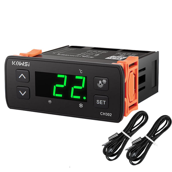 KWS-CH302 AC110-220V LED Digital Thermostat for Incubator Temperature Controller Dual Sensor Refrigeration Defrosting Alarm