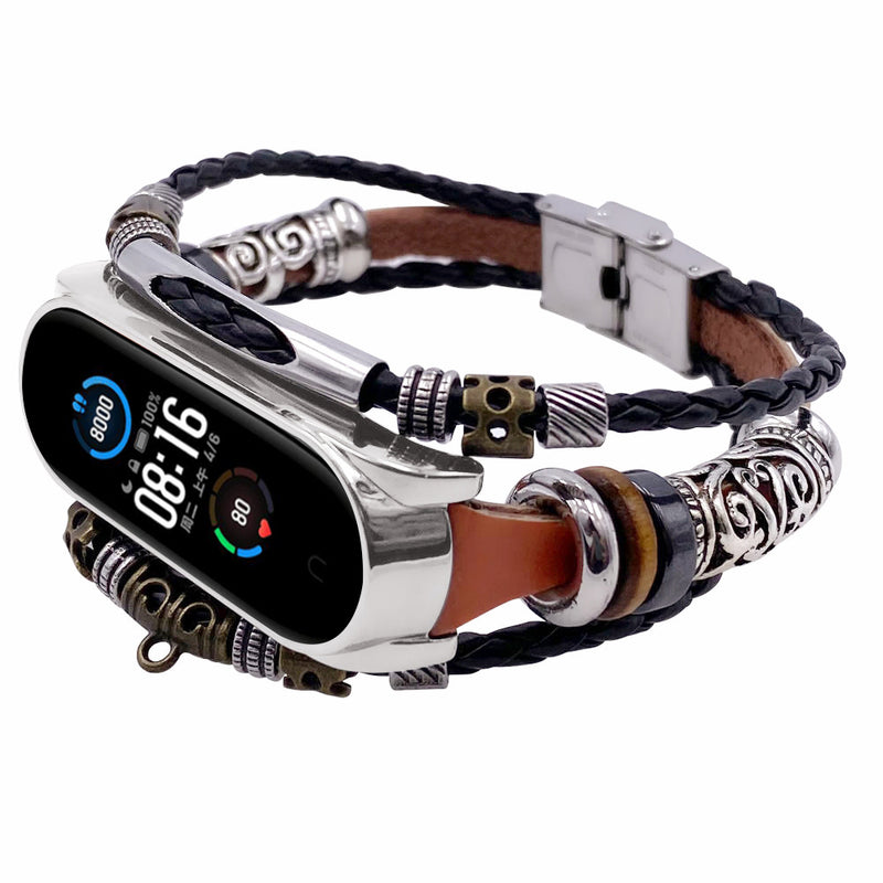 Bakeey Buckle Metal Shell Ethnic Style Beaded Retro Replacement Strap Upgrade Version Smart Watch Band For Xiaomi Mi Band 5 Non-original