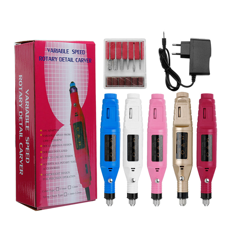 Professional Acrylic Electric Engraving Pen Nail Art Drill File Manicure Pedicure Polishing Tools Kit